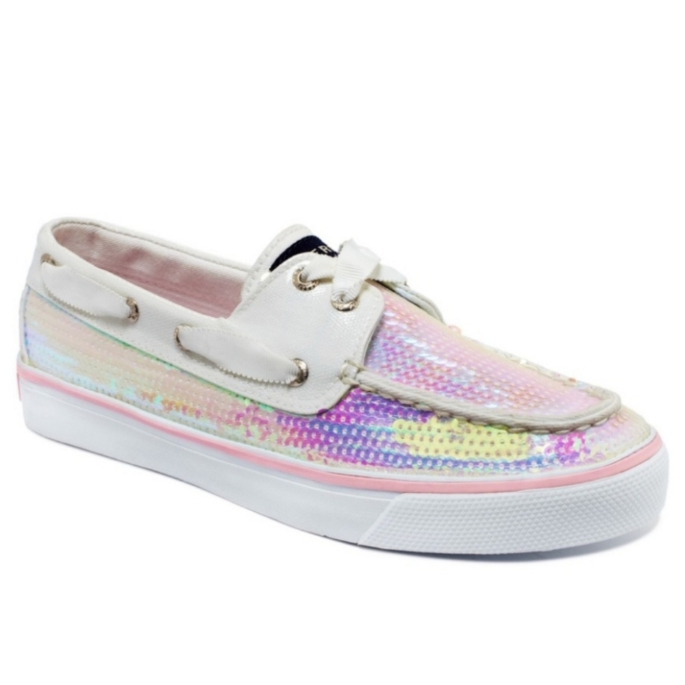 Sperry Top-Siders Bahama White Iridescent Sequin Sneakers